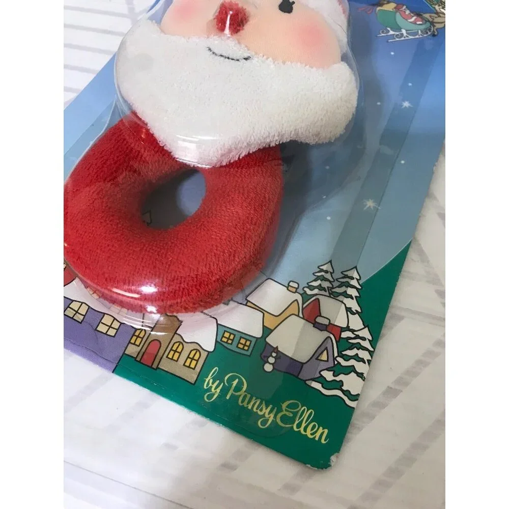 Vintage 1993 Pansy Ellen Christmas Santa Terry Cloth Clown Baby‎ Rattle r